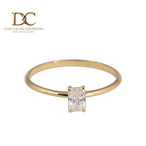 แหวนทองคำแท้ 14KT งานแฮนด์เมดใหม่ ประดับเพชรทรงแปดเหลี่ยมเจียระไนแบบบริลเลียนท์ เพชรเพาะเลี้ยงในห้องปฏิบัติการ รับรองโดย IGI เครื่องประดับสำหรับผู้หญิง เหมาะสำหรับทุกโอกาส - Product Image 1