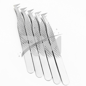 Pince à épiler RMI 90 degrés à pointe de volume haute précision en acier inoxydable durable pour extensions de cils, pointes anti-magnétiques, longueur 10 mm - Product Image 1