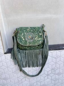 Bolso de mano con flecos de cuero de vaca para mujer, bandolera de piel metálica con flecos, bolso de fiesta - Product Image 5