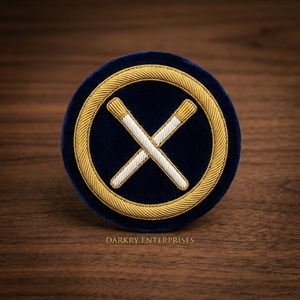 Insignias Bordadas a Mano con Hilo de Oro y Plata, Parches de Regalia con Bastones Cruzados, Emblema Heráldico - Product Image 1