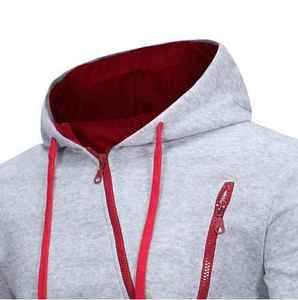 Sweat-shirt à capuche pour homme, couleur unie, coton tricoté, décontracté, pour l'automne, coupe classique, manches longues - Product Image 2