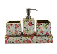 <strong>Best</strong> <strong>Selling</strong> Eco-Friendly <strong>Luxury</strong> MDF Board <strong>Bathroom</strong> 4-Piece <strong>Set</strong> for Home Shower Room Tooth Brush Holder Soap Dispenser Vanity