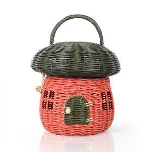 Cesta de mimbre trenzada para juguetes de simulación para bebés, cestas de almacenamiento de ratán, bolso de mano de colores para niños - Product Image 5