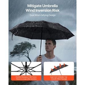 Ombrello da Viaggio Automatico Compatto in Fibra di Vetro da 42 Pollici, Leggero e Resistente - Product Image 2