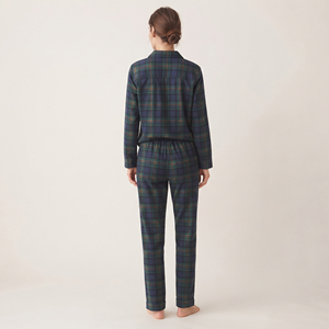 Women's Plaid Cotton <b>Pajama</b> Set Full Sleeve Button Up Drawstring Waist Winter Casual Sleepwear Regular Fit <b>Flannel</b> <b>Ladies</b> Suit - Product Image 2