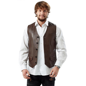 Best Style Genuine Leather <b>Vests</b> for Men High Quality Breathable Motorcycle Biker Outerwear Custom Logo Fashionable Winter - Product Image 1