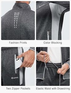 Men's Grey Full <b>Zip</b> Tracksuit Set Contrast Panel Casual Sportswear <b>Jogger</b> Pants <b>With</b> Side <b>Pockets</b> Regular Fit Autumn Wear - Product Image 3