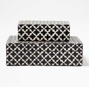 Luxury Resin Design Top Notch Premium Quality <b>Blue</b> and White Color Wooden <b>Storage</b> Jewelry <b>Box</b> Unique Stripes Pattern <b>box</b> - Product Image 4