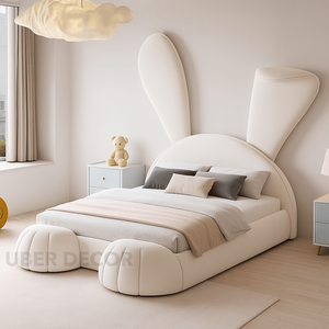 Cama de almacenamiento tapizada BunBliss, diseño caprichoso de Orejas de conejo para niños y dormitorios modernos de ensueño - Product Image 6