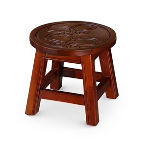 Carved Wooden <b>Step</b> <b>Stool</b> with Butterflies Kids' Furniture Cherry Color - Product Image 1