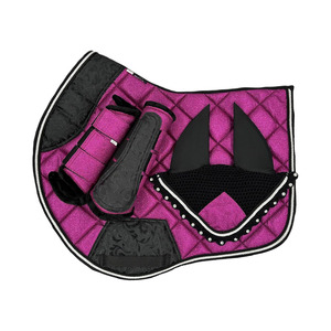 Ensemble de tapis de selle personnalisables roses brillants de qualité supérieure pour le dressage et le saut d'obstacles, avec doublure en tissu confortable – Fournitures d'équitation - Product Image 1