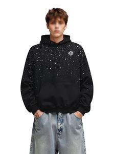 Sudadera con capucha para hombre con pedrería brillante, estilo urbano, con cremallera, oversize, a la moda, proveedor de fábrica OEM - Product Image 2