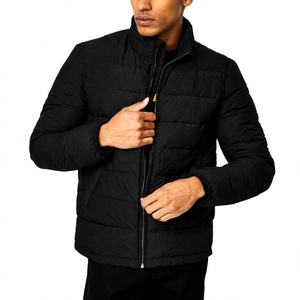 <b>Men</b> Winter <b>Black</b> Puffer <b>Jacket</b> Stand Collar Full Zip <b>Lightweight</b> Outerwear Casual Warm Quilted Down Coat Windproof Outer Wear - Product Image 1