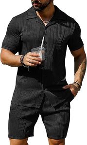 Men Summer <b>Knitted</b> Embroidered 100% Cotton Quick Dry Short Sleeve Custom Logo Joggers Suits <b>Set</b> Shirt and Short <b>Set</b> - Product Image 5