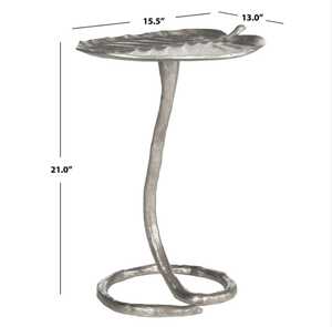 Mesa de centro de metal hecha a mano con base curva y tablero con diseño de hoja, estilo industrial, para sala de estar. - Product Image 4