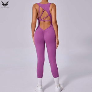 Latest Style Women Stretchy Fitness Breathable Gym Yoga Running Sports One-Piece Training Outfit Workout Yoga Body <b>Jumpsuit</b> - Product Image 5