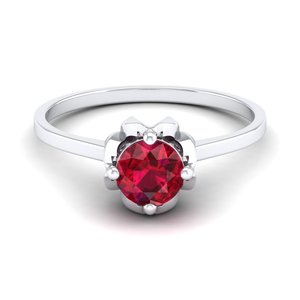 REYES Wholesale Round Cut 0.84 Carat <b>Ruby</b> Gemstone <b>Ring</b> in 14K Solid Gold Birthstone Jewelry <b>For</b> <b>Women</b> Anniversary Gifts - Product Image 1