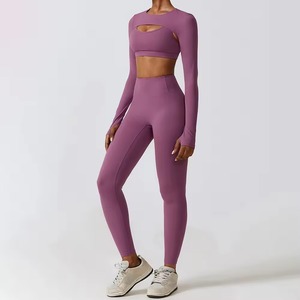Custom Wholesale New Womens Gym Fitness Yoga Set Reversible Washed Solid Sports Bra with Shorts & Leggings Activewear Set - Product Image 1