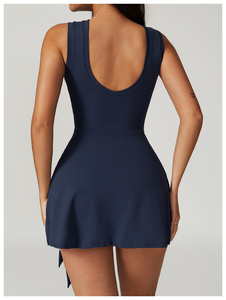 Customized Logo O-neck One-piece Tennis Dress Anti-Shrink Dress With Chest Pad Women Golf Sportswear Outdoor <b>Badminton</b> Dresses - Product Image 6