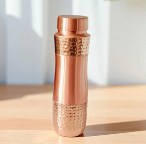 Ensemble de bouteilles d'eau en cuivre pur, gourde à double paroi à motif martelé, avec 2 verres et couvercle anti-fuite sans joint - Product Image 2