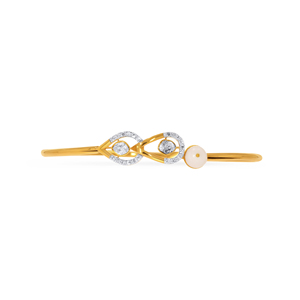 Luxury 18K Gold Plated Pearl & CZ Diamond <b>Infinity</b> Bangle <b>Bracelet</b> for Women | Elegant Open Cuff <b>Bracelet</b> with Round Pearl | Min - Product Image 2