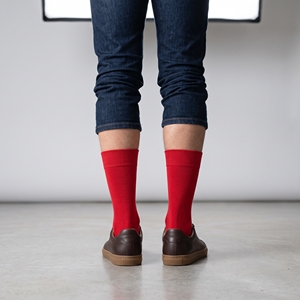 Dumela Men's <b>Red</b> Crew <b>Socks</b> Solid Color Breathable Knitted Casual Wear Adult Size - Product Image 4