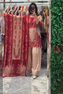 PinkCityBlocks - Salwar Kameez Tradicional Indio-Pakistaní de Tela Faux Georgette, Diseño a Mano, Elástico y Holgado para Bodas - Product Image 2