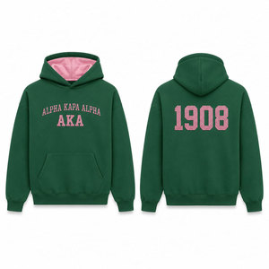Sudadera con Capucha Estética AKA, Sudadera Rosa y Verde para Hermandad, Alpha Kappa Alpha, Moda de Vida Griega - Product Image 1