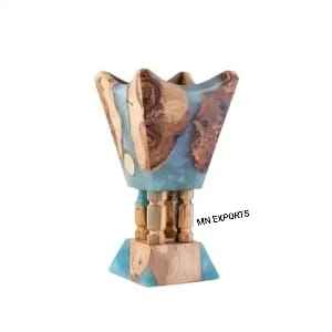 MN EXPORTS Quemador de incienso Medkhan de resina y madera curada al calor, hecho a mano, para uso religioso, aroma a Oud, ecológico, artesanía duradera - Product Image 3