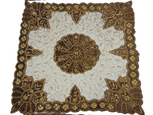 Woven Net Velvet <b>Table</b> <b>Cover</b> with Intricate Embroidery & Soft Velvet Border Luxury Designer Eco-Friendly Customizable Tablecloth - Product Image 3