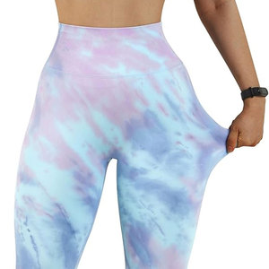 Leggings Deportivos de Cintura Alta Elástica para Mujer, Pantalones de Yoga Sin Costuras, Estampado Tie Dye, Efecto Push-Up, Largo Completo - Product Image 1