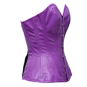 Corset en cuir PU violet avec fermeture à agrafes pour femme, effet sculptant, taille adulte - Product Image 3