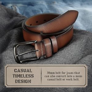 Cinturones de Cuero Vacuno al por Mayor, Elegantes Cinturones de Cuero Genuino Personalizados con Doble Hebilla para Hombre, con Opciones de Logotipo de Moda - Product Image 3