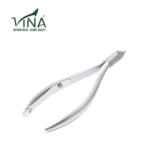 Pince à cuticules Vina VNC-02-GC en acier inoxydable à mâchoires plates, pour doigts et orteils, revêtement gris, pour soins des ongles professionnels en salon, précision - Product Image 2