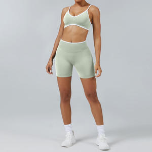 Women’s High Elastic Yoga Suit Detachable Chest <b>Pad</b> Peach Hip Shorts Solid Seamless Lightweight Breathable Plus Size Front - Product Image 1
