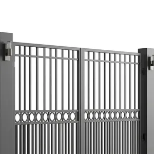 Puerta Doble Abatible de Hierro Moderna con Recubrimiento en Polvo, Resistente a la Oxidación, Rectangular, para Entrada de Seguridad Residencial - Product Image 4
