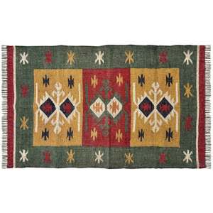Alfombra Kilim Vintage de 3x5 pies de lana y yute, alfombra Dhurrie tradicional para decoración rústica del hogar, alfombras y juegos - Product Image 3