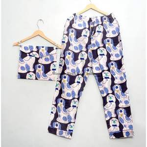 Conjunto de pijama de algodón con estampado animal, conjunto de pijama bohemio con estampado de bloques para mujer, conjunto de pijama de verano, traje de dormir de dos piezas - Product Image 5