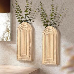 Set di 2 Vasi da Parete in Legno di Pino per Arredamento Rustico - Fioriere Sospese per Interni, Camera da Letto, Soggiorno, Bagno e Ufficio - Product Image 3
