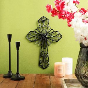 Black Metal <b>Wall</b> Cross <b>Decor</b> Rustic Living Room <b>Wall</b> Art Elegant Indoor Outdoor Crucifix <b>Hanging</b> Decoration - Product Image 6
