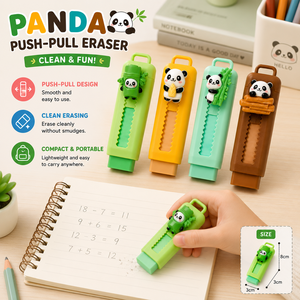 Cute Panda Push Pull Eraser Set <b>Plastic</b> Retractable <b>Slide</b> Eraser for Kids School Supplies 4 Colors Design - Product Image 2