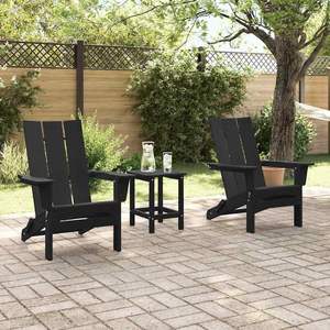 Meubles de jardin noirs en 2 pièces, chaises en plastique 74,5 x 80,5 x 90 cm - Product Image 3