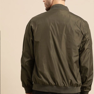 Blouson bomber vert olive pour homme, col mandarin, fermeture éclair, coupe classique, couleur unie, matière viscose/polyester, vêtement d'hiver - Product Image 4