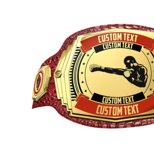 Ceinture de championnat de boxe personnalisée avec texte et design sur mesure, ceinture rouge et or de qualité supérieure pour les événements de boxe et les collectionneurs - Product Image 4
