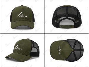 Gorra de Béisbol Trucker ATHLETIFY con Logotipo, de Alta Calidad, Deportiva, Casual, para Hombre y Mujer, Diseño Personalizado en Verde Oliva, 5 Paneles, Malla Ajustable - Product Image 4