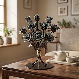 Escultura de Hierro Rosa Khang Hung Phat, Diseño Hueco, Recubierta con Pintura Natural, Elegante Adorno Decorativo para el Hogar o el Jardín - Product Image 2