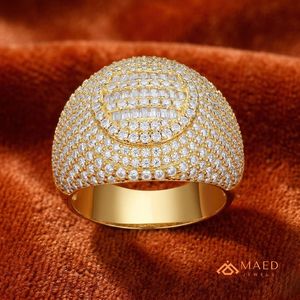 Anillo de Oro con Moissanita para Hombre, Estilo Iced Out, Anillo de Sello Ovalado con Corte Baguette y Redondo, Joyería de Lujo Hip Hop - Product Image 4