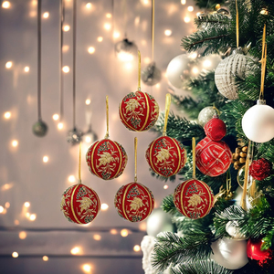 Adornos Navideños Colgantes de Alta Calidad Hechos a Mano, Bolas Decorativas Festivas de Terciopelo con Cuentas Bordadas e Impresas a Todo Color - Product Image 3