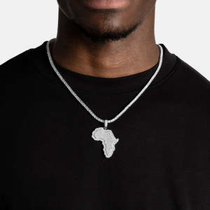 Colgante de mapa de África con incrustaciones de diamantes |    Colgante del Continente Africano |    Joyería Hip Hop de Acero Inoxidable para Hombre - Product Image 4