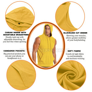Best Selling Breathable Gym <b>Sleeveless</b> <b>Hoodies</b> Shirts In Stock Low Price Gym <b>Sleeveless</b> <b>Hoodies</b> Shirts - Product Image 5